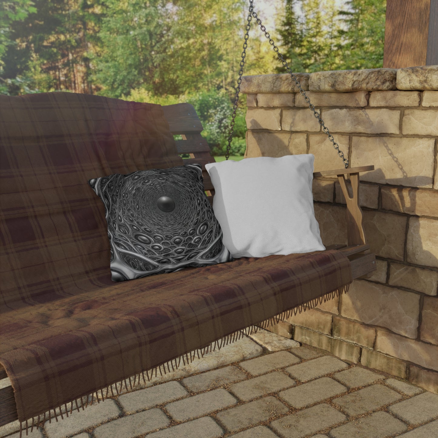 Celestial Web of Echoes - Outdoor Pillow