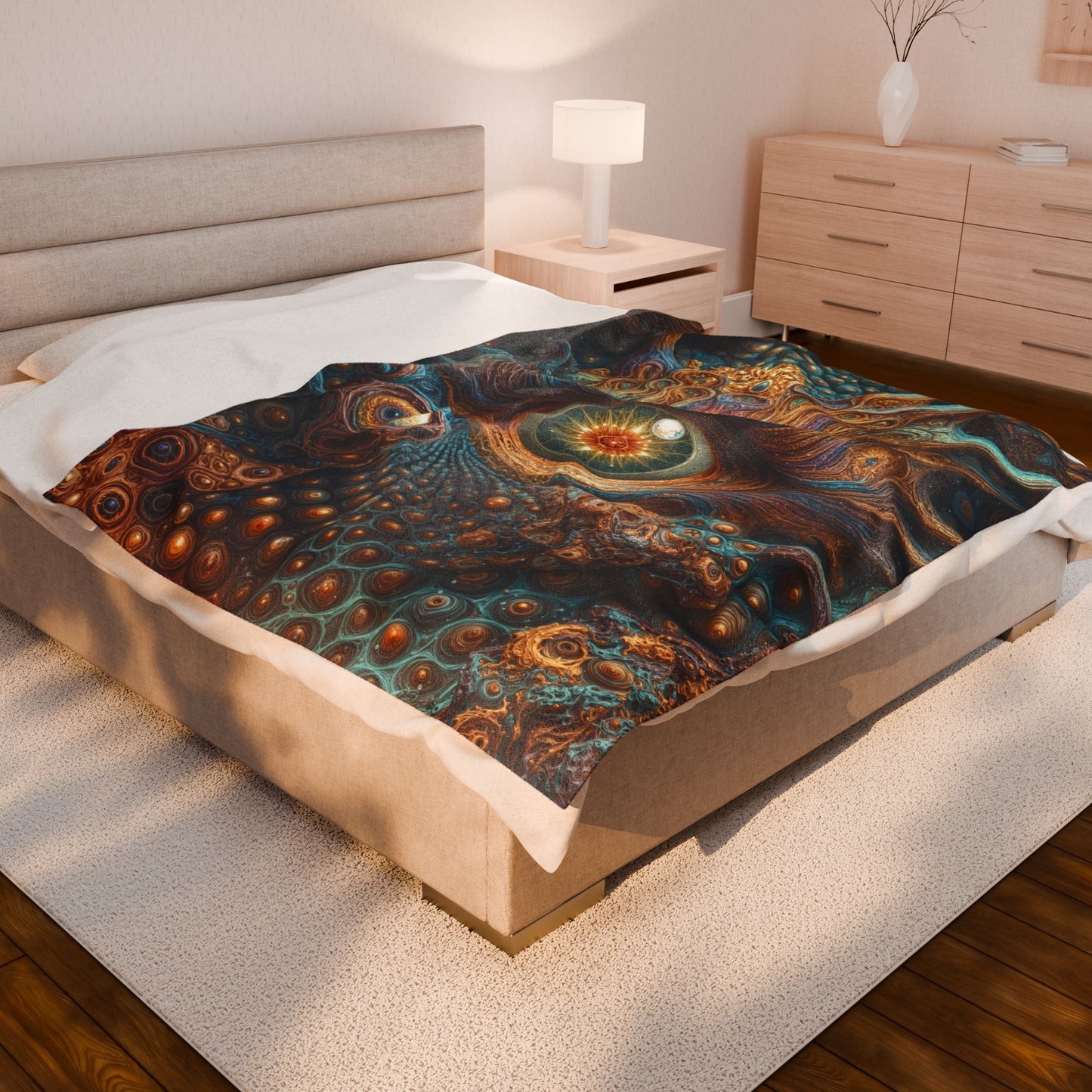 Eye of the Eternal Bloom - Velveteen Plush Blanket