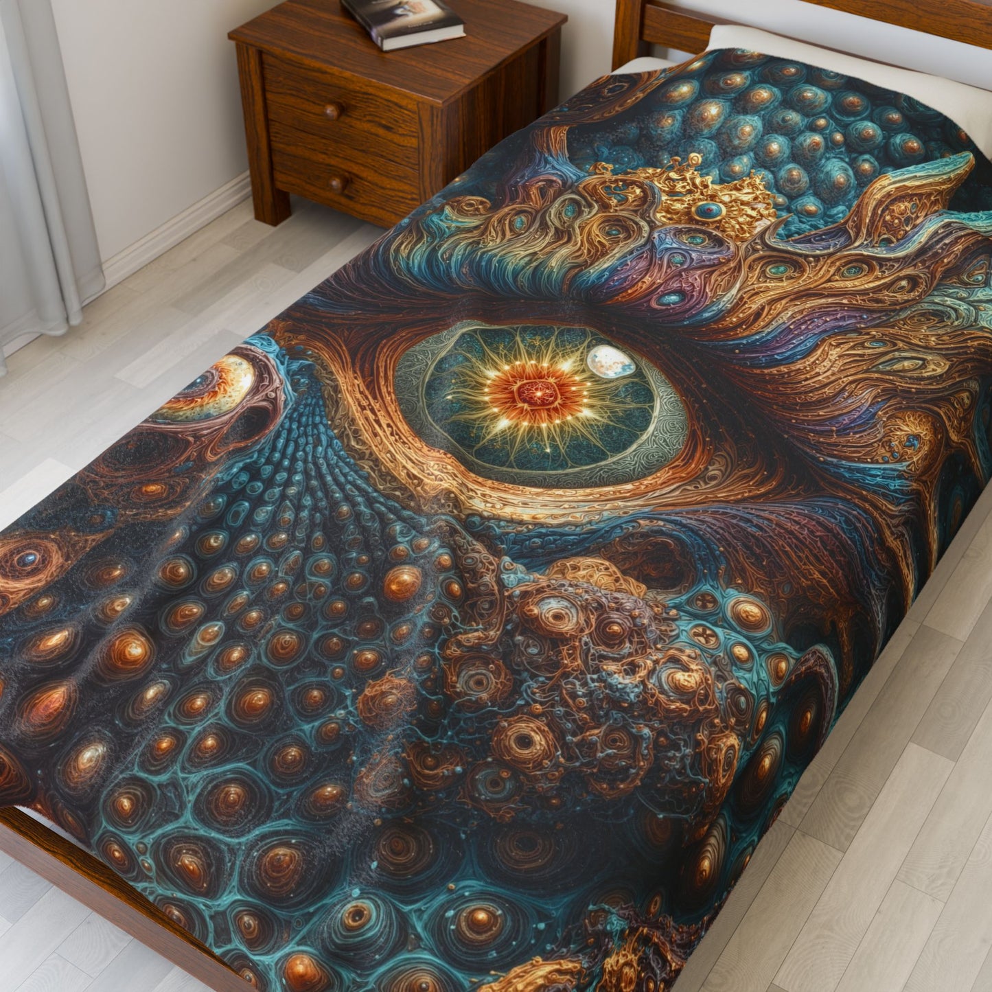 Eye of the Eternal Bloom - Velveteen Plush Blanket