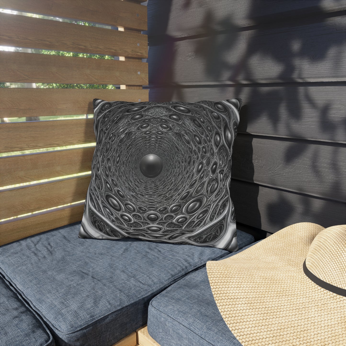 Celestial Web of Echoes - Outdoor Pillow