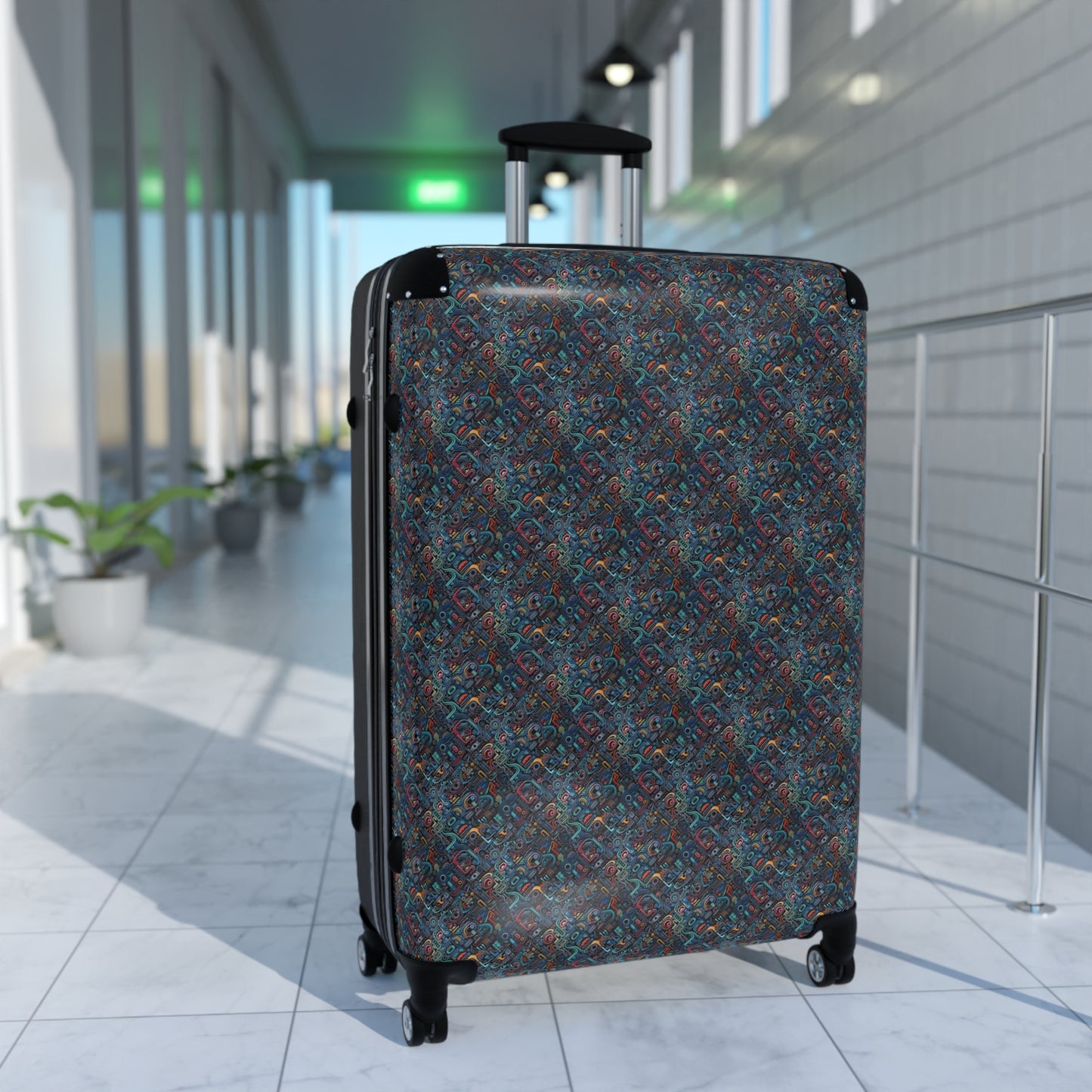 Crimson Labyrinth of Echoes - Large Suitcase