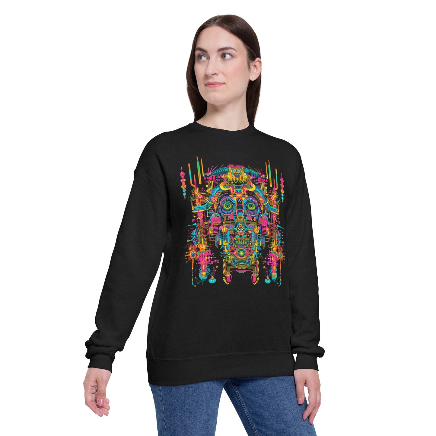 Neon Totem of Circuitry - Drop Shoulder Sweatshirt (Unisex)