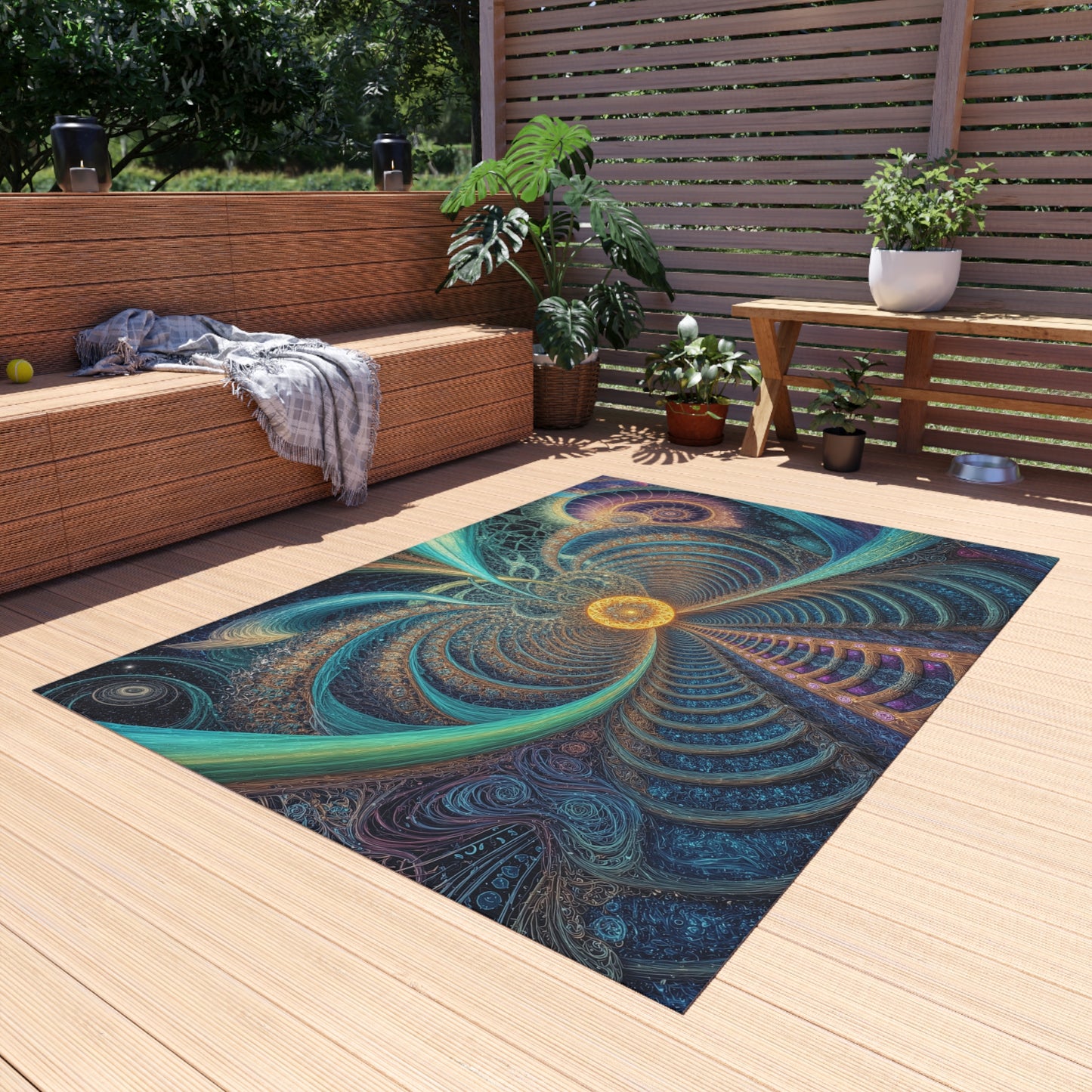 Ecliptic Passage of Celestial Spirals - Outdoor Rug