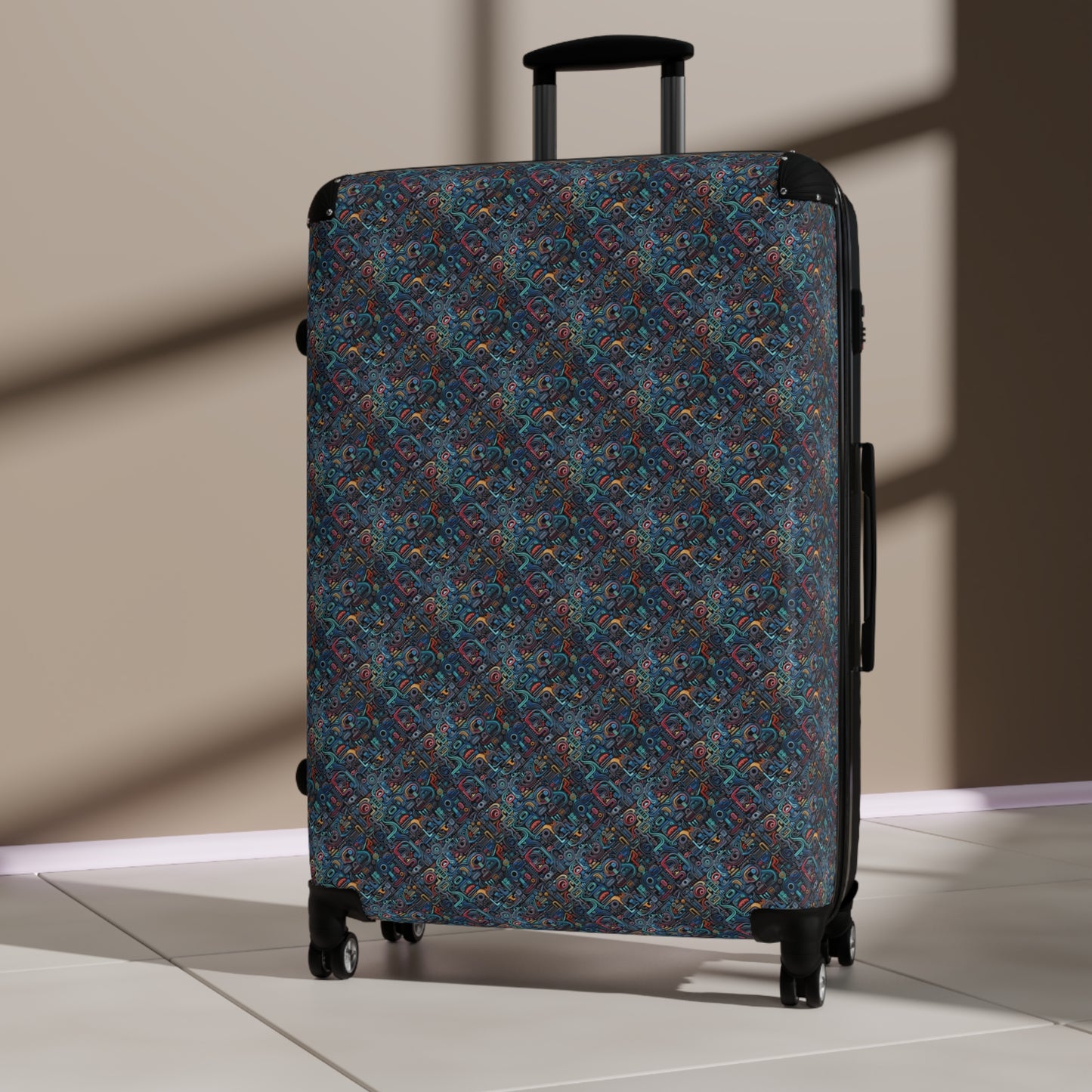 Crimson Labyrinth of Echoes - Large Suitcase