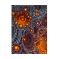 The Architecture of Inner Light — Rolled Art Print, 18 × 24 in — glowing amber chambers in intricate blue-gray and violet structures