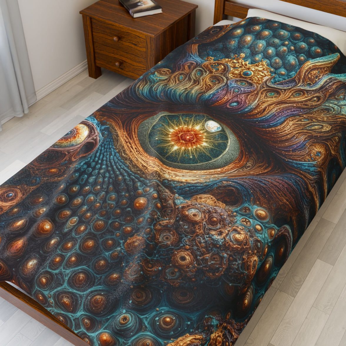 Eye of the Eternal Bloom - Velveteen Plush Blanket