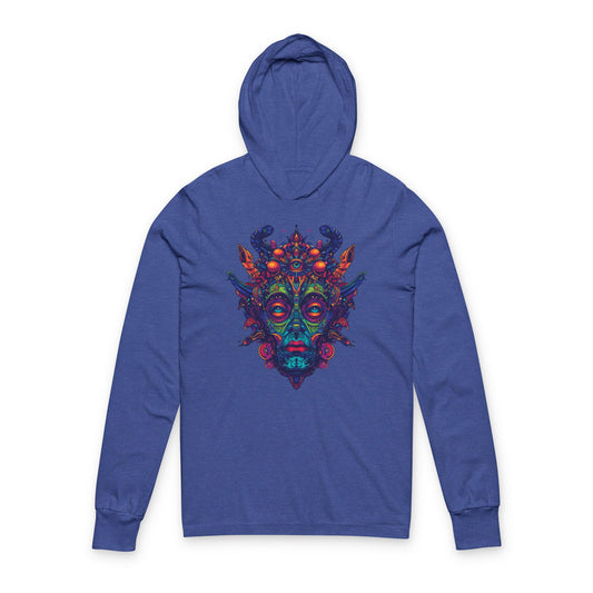 Psychedelic Serpent Oracle Mask - Hooded Long Sleeve Tee