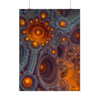 The Architecture of Inner Light — Rolled Art Print, 18 × 24 in — glowing amber chambers in intricate blue-gray and violet structures