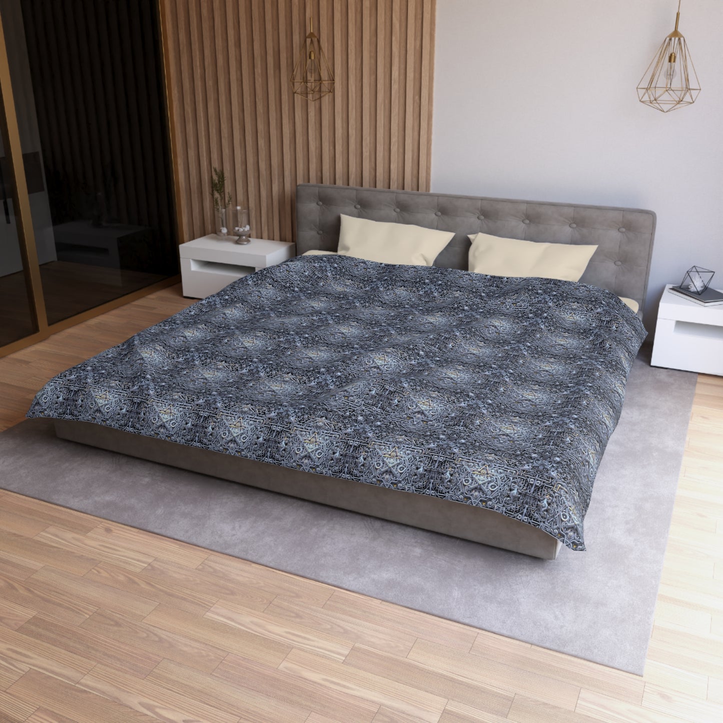Ethereal Labyrinth of Frosted Echoes - Duvet Cover