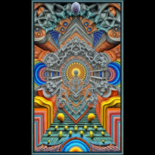 Celestial Mandala of Vibrant Echoes - Area Rug