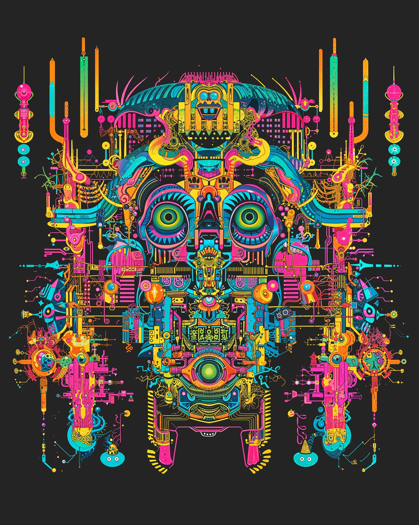 Neon Totem of Circuitry - Drop Shoulder Sweatshirt (Unisex)