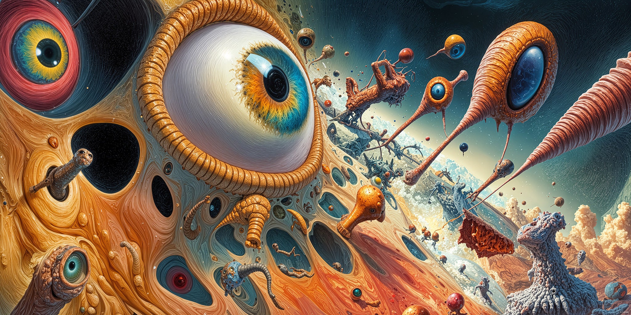 Incision Art Submerged Incision Sequence | 40×20 Horizontal Psychedelic Canvas Art ...